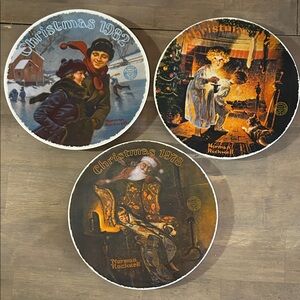 Vintage 1978,1979,1980 Norman Rockwell Christmas Collectors Plates